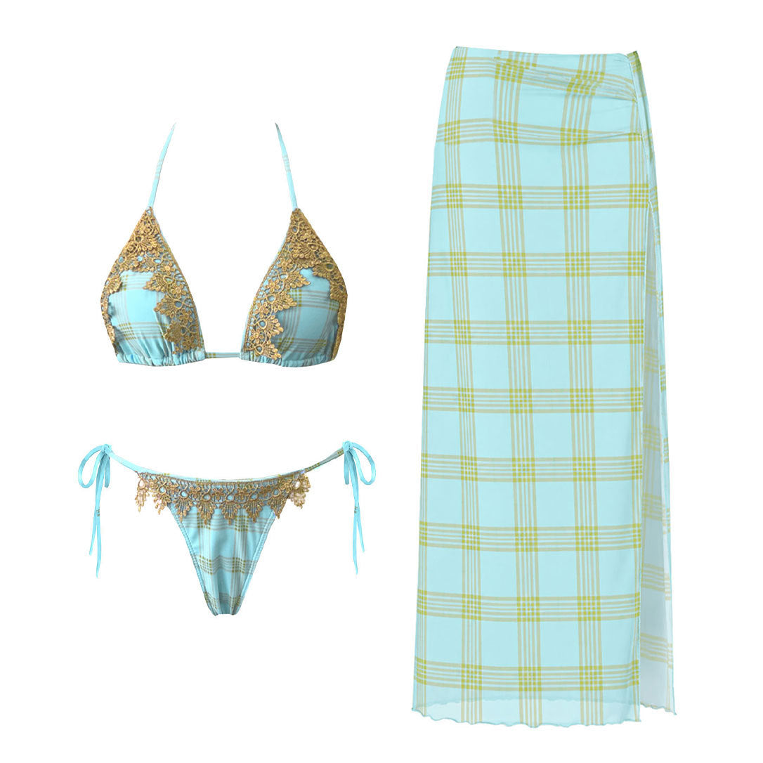 Women's Backless Lace Up Three-Piece Bikini Set – COTEHOUSE