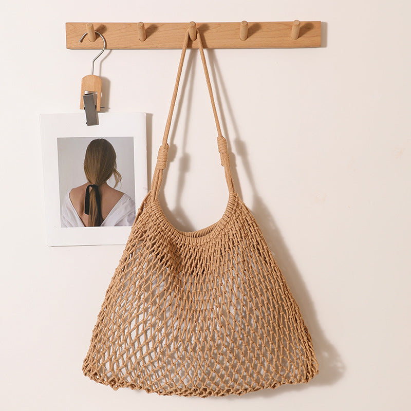 Fan Shaped Large Net Pocket-Inch Coffee