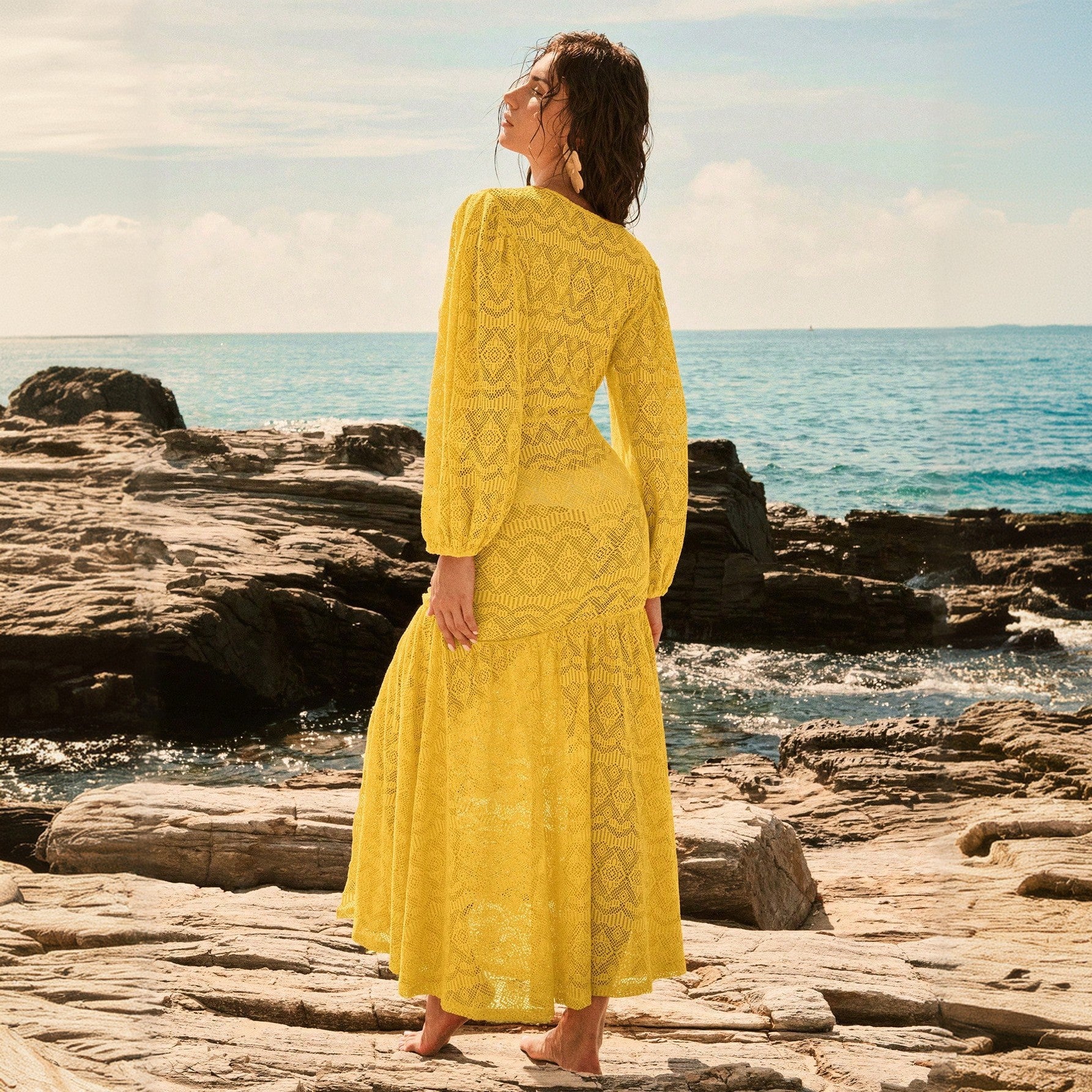 Women's Cutout Long Sleeve Beach Cover-Up Dress – COTEHOUSE