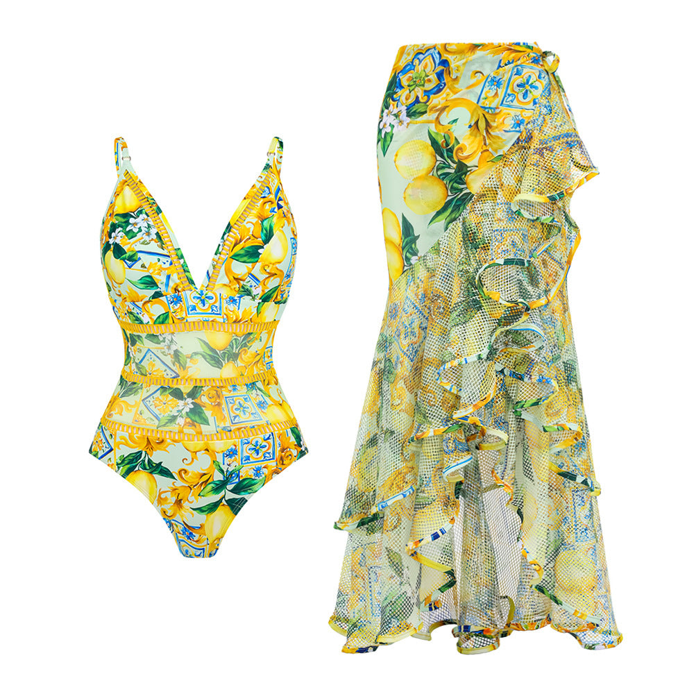 Women's Ruffled Asymmetric One-Piece Swimsuit – COTEHOUSE